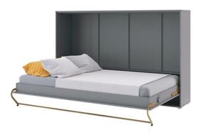 Wandklappbett mit Schrank CONCEPT PRO, horizontal Schrankbett, funktionale Klappbett (Große: 120x200 cm, Farbe: Grau)