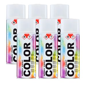 6x Sprühlack - Sprühfarbe Spraydose Acryllack DIY Lack Spray 400ml   : RAL 9010 Reinweiß Glanz