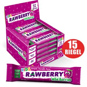 RAWBERRY Wildbeeren, ohne Zuckerzusatz, Glutenfrei, Nussriegel, Vegan Snack (15 x 24g)