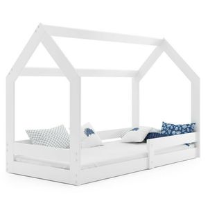 Kinderbett mit Rausfallschutz Hausbett Haus Holz Bettenkauf 160x80cm, Farbe:kiefer-kiefer