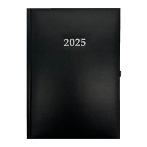 2025 Günstiger Buchkalender Chefplaner A5 schwarz 1 Tag 1 Seite auch sonntags