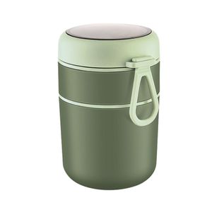 Thermobehälter mit Griff Löffel,710ml Edelstah Warmhaltebehälter für Essen,Lunchbox Speisebehälter(Grün)