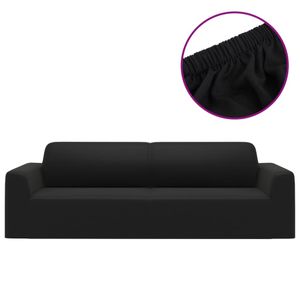 vidaXL Stretch Sofahusse 3-Sitzer Schwarz Polyester-Jersey