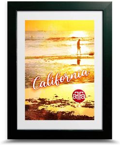 aFFa frames, California, Bilderrahmen aus Kunststoff, Fotorahmen, Rechteckig, mit Acrylglasfront, HDF-Hintergrund, Schwarz, 10x15 cm