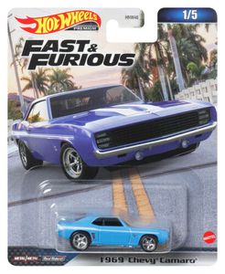 Hot Wheels HNW46-HKD24 Chevrolet Camaro hellblau 1969 - Fast & Furious 1/5 Maßstab ca. 1:64 Modellauto