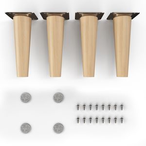 4x sossai® Holzfüße rund - gerade Ausführung 15cm Buche Öl-Finish