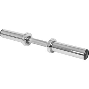 GORILLA SPORTS® Kurzhantelstange - Olympia, Ø 50mm, Einzeln, mit 2 Federverschlüssen, bis 136kg Belastbar, Rutschfest, Griff gerändelt, aus Chrom, Silber - Hantelstange, Kurzhantel, Hantelgriffe