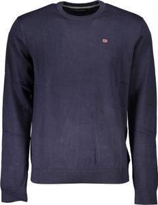 Herren Langarmshirt Blau - Regular Fit mit Stickerei & Rundhals, Größe: S Farbe: Blu