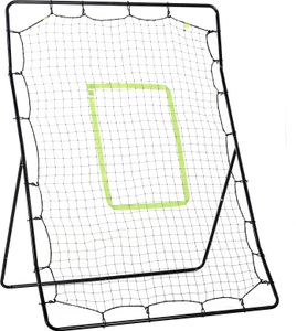 HOMCOM Baseball Rebounder PitchBack, přenosná odrazová síť s dopadovou zónou pro baseball, fotbal, kovová, černá, 123 x 174 cm