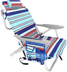 Strandstuhl Sonnenliege verstellbar, klappbar als Rucksack, Kühltasche, Getränkehalter, Netzfach 63*77*54cm