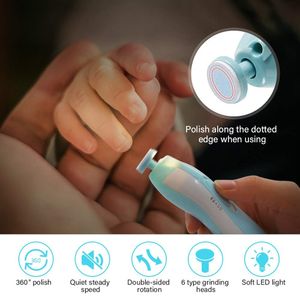 Baby Nagelfeile - Elektrischer Baby Nagelknipser - Sicher und Leise, Baby-Nagelschneider mit 6 Schleifköpfen für Neugeborene, Kleinkinder