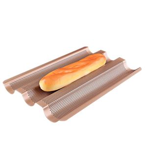CANDeal Französisch Brot-Backen-Form Brot Welle Backblech Kuchen Baguette-Form Pfannen 3 Groove Brot Backen-Werkzeuge