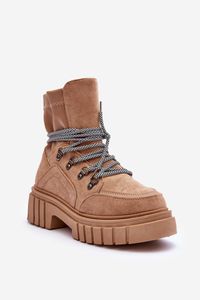 Damen Wildleder Schnürstiefel Dunkelbeige Acorn 40