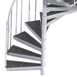 Spindeltreppe Ø 160 cm | Höhen: 1044-1184 cm | Ausstattung Premium | WPC-Stufe