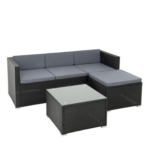 Rattan Lounge Sitzgruppe Gartenmöbel Set Sofa Couch 3-Sitzer schwarz Rattanmöbel