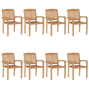 HOMMIE© Outdoor-Stuhl ,Stapelbare 8er Set Gartenstühle Massivholz Teak Relaxsessel Armlehnstuhl & schlichten Design
