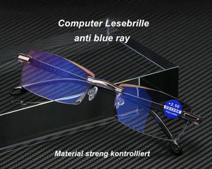 2stk. Anti Blaulicht Brille Uni Lesebrille randlos für TV Computer Blaulichtfilter +2.5  Dioptrien