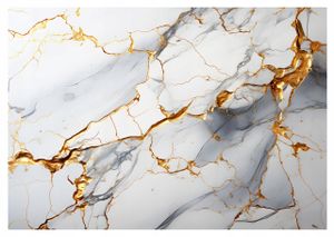 Vlies Fototapete Marmor Abstrakt gold grau (368x254 cm - inkl. Kleister) Wohnzimmer Schlafzimmer Vliestapete Wandtapete Modern Tapete Montagefertig