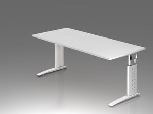 Urbana U-Serie Schreibtisch, manuell höheneinstellbar, Weiß, Farbe Gestell:Weiß, Größe Tischplatte:180 x 80 cm