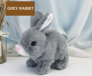 Plüsch-Kaninchen, Spielzeug, Hasen können laufen und sprechen, Geschenk für Kinder, Grau