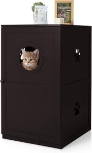 COSTWAY 2-patrový kotec pro kočky, zásobník na stelivo s magnetickými dvířky, ventilační konstrukce a ochrana proti převrhnutí, 60x53x90cm