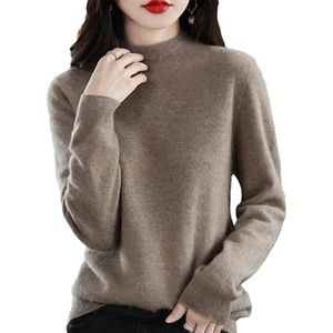 Kaschmir-Pullover für Damen, 100% Kaschmir, leicht, langärmelig, Rundhalsausschnitt, Strickpullover
