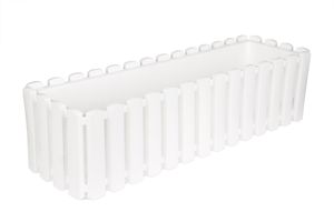 Blumenkasten für Balkon - Lattenoptik -  Balkonkasten im Landhaus-Stil -  : Weiß : 60 cm