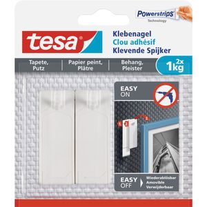 Tesa Power-Strips, Gwóźdź samoprzylepny do tapet i tynku 1kg, 2 sztuki (PRODUKT Z NIEMIEC)