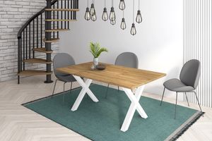 Skraut Home - Tischgestell - Ständer - Beine - Staffelei - X-förmig - Tischbeine aus Massivholz - Wohnzimmer - Esszimmer - Büro - Weiß lackiert - 72x72cm