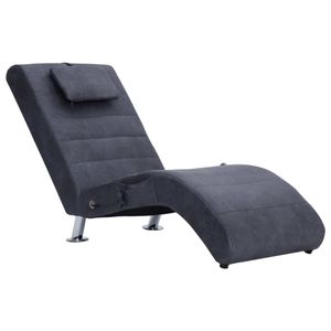 vidaXL Massage Chaiselongue mit Kissen Grau Wildleder-Optik