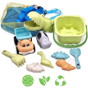 WOOPIE GREEN Sand Set mit Eimer und Schaufel Krokodil im Rucksack 10 el. BIOLOGISCH ABBAUBARES ORGANISCHES MATERIAL