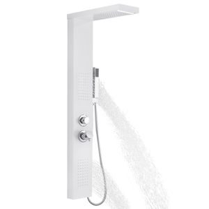 LARS360 Sprchový sloupový sprchový systém Koupelnová baterie Dešťová sprchová souprava Nerezový vodopád Masážní sprchový panel s ruční sprchou - matná bílá