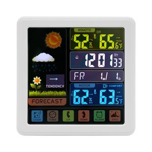Funkwetterstationen Drahtlose Wetterstation mit Outdoor Sensor Funk-gesteuerte Uhr (Weiß)