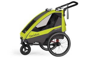 Qeridoo Sportrex 2 Lime Green Kinderfahrradanhänger Zweisitzer