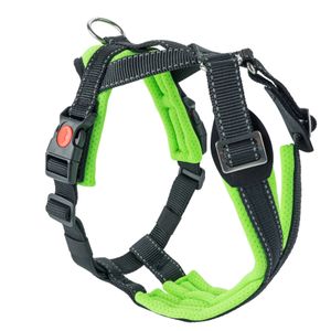 SLEDWORK® Hundegeschirr Brustgeschirr Trekking Harness (neon-grün, M), robust verstellbar atmungsaktiv schnell trocknend reflektierend sportiv für kleine, mittlere und große Hunde