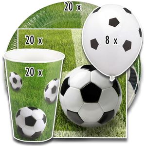 tradingbay24 Party-Set Fußball (68-teilig: Servietten, Teller, Becher, Luftballons) tbK0049 Einweg-Party-Set Party-Deko-Set Football Soccer