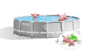 INTEX 26720GN - PrismFrame Pool (427x107cm) + aufblasbare Schwimmtiere