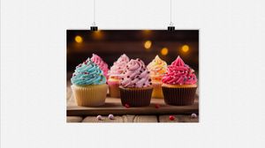 Buntes Cupcakes Poster - Kinderzimmer Poster - Niedlich Poster - 71x51cm - Perfekt zum Einrahmen