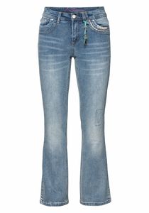 sheego by Joe Browns Damen Große Größen Jeans mit Pailletten am Bund Bootcut-Jeans Freizeitmode sportlich Pailletten unifarben