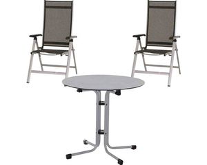 Gartenmöbelset Siena Garden 2 -Sitzer bestehend aus: 2 Stühle,Tisch Metall silber