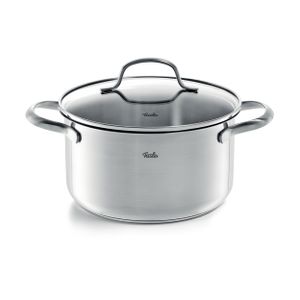 Fissler San Francisco / Edelstahl-Topf (3,3 L - Ø 20 cm) Kochtopf mit Glas-Deckel, Schüttrand, Mess-Skala - Induktion