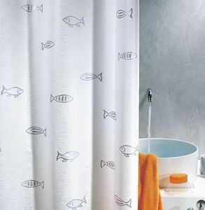 Spirella Anti-Schimmel Duschvorhang - Anti-Bakteriell, waschbar, wasserdicht, Polyester, „Kos“ 180x200cm Weiß