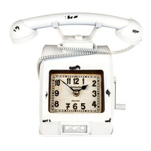 Metall-Telefon mit Uhr, ca. 26 x 15,5 cm
