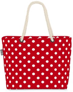 VOID Weihnachten Punkte rot weiss Strandtasche Shopper 58x38x16cm 23L XXL Einkaufstasche Tasche Reisetasche Beach Bag