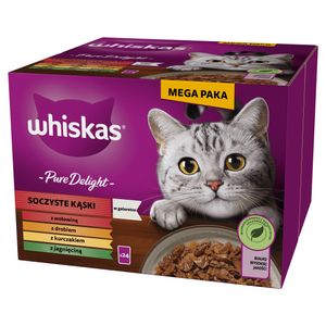 Whiskas Adult Pure Delight - Alleinfuttermittel für ausgewachsene Katzen in Gelee mit Rind, Huhn, Lamm und Geflügel, 24 Portionsbeutel à 85g
