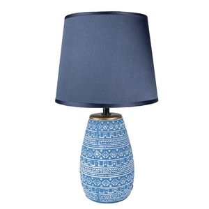 Clayre & Eef Tischlampe Ø 20x35 cm  Blau Weiß Keramik Rund