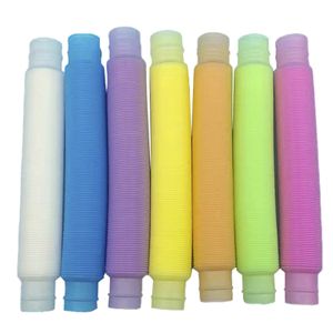 7Stück Spielzeug Luminous Pop Tubes Mini Set Kunststoff Sensory Stretch Tubes Fidget Pop Tubes Toys Bunt für Kinder, Jugendliche und Erwachsene
