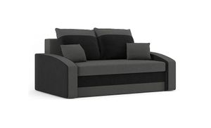 Sofa HEWLET 150 x 90 mit Schlaffunktion - Schlafsofa mit Bettkasten - Farben zur Auswahl - STOFF HAITI 14 + HAITI 17 Grau&Schwarz