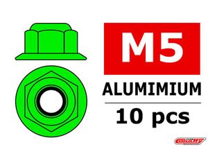 Team Corally - Aluminium SECHSKANTMUTER SELBSTSICHERND - M5 - MIT Bund - Grün - 10 St. C-3107-50-1