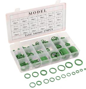 Gummi-O-Ring, 270-teilig, R134A, Dichtungssatz für Autoklimaanlagen, Gummi-O-Ring-Unterlegscheibendichtungen mit Kunststoffbox-Kit